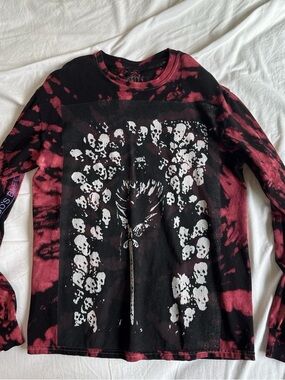 Post Malone Red and Black Tie-Dye Long Sleeve Graphic Tee